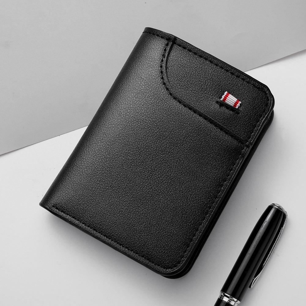 

Minimalist PU Leather Retro Men s Wallet Two-Fold Ultra Thin Coin Purse Soft Black Coffee ID Card Holder Credit Card чёрный