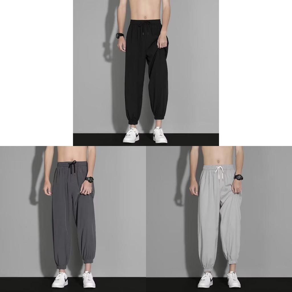 Casual Pants Men Summer Thin Fabric Straight Leg Lounge Trousers For Youth