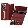 For Huawei Mate XT Ultimate Genuine Leather Case Convertible 270° Rotation Metal Bracket Finger Hand Grip Strap Plating Cover
