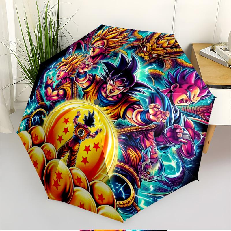 Dragon Ball Print Automatic Open Close Umbrella, Portable Foldable Umbrella, for Outdoor Commute Camping Trip, Ideal Birthday Gift