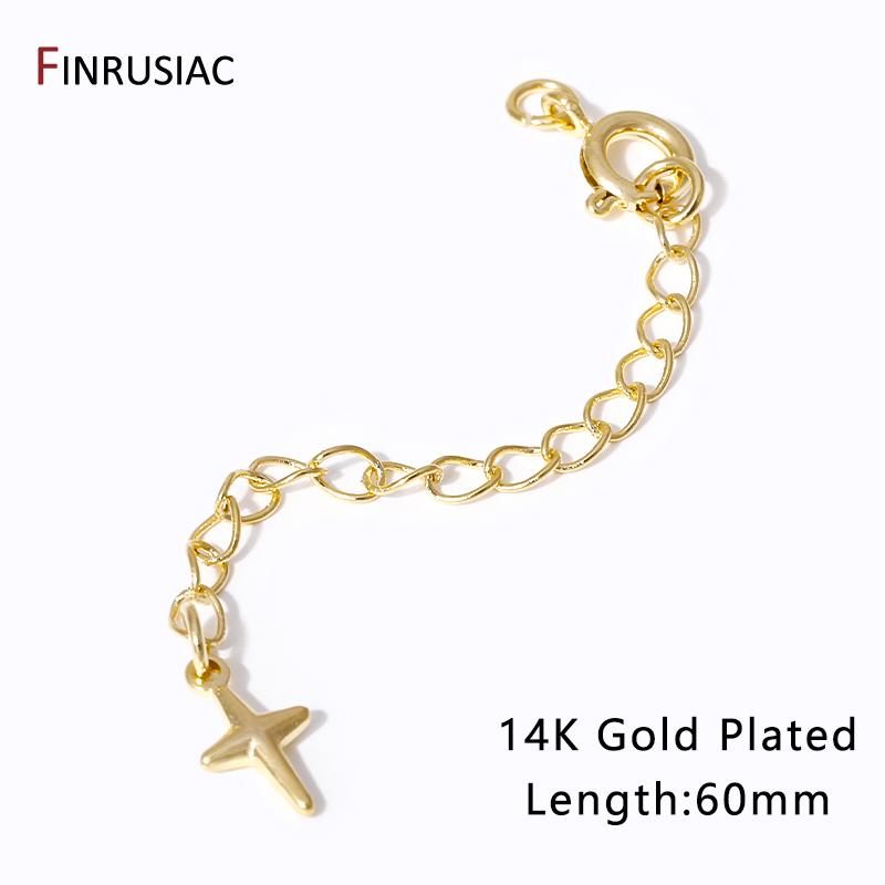 14K Gold Plated Extension Chain With Lobster Clasps End Extension Tail Chain Connector For DIY Bracelet Necklace Making Findings