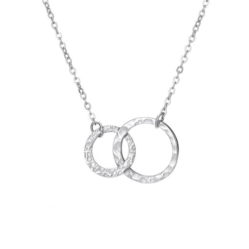 Minimalist Gold Double Circle Necklace: Geometric Design, Luxurious, Non-Fading, Perfect for Everyday Wear
