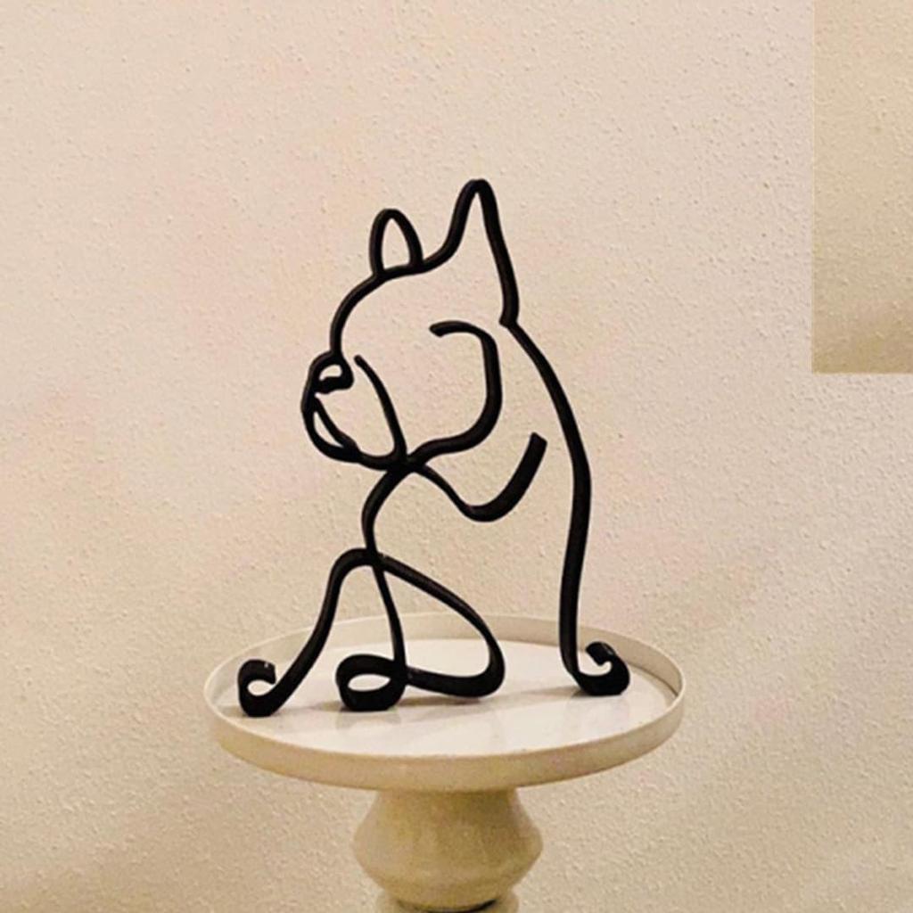 TOMMYFIELD Dog Figurine, Stylish Wire Art Decor for Gardens and Homes, Cute Bulldog Figurine [Parallel Import]