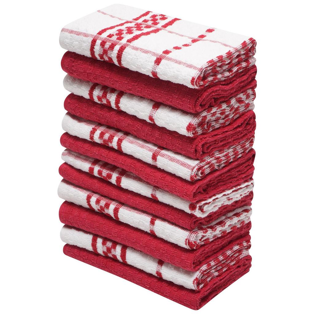 K Collection Checked Tea Towel Set (Pack of 12)