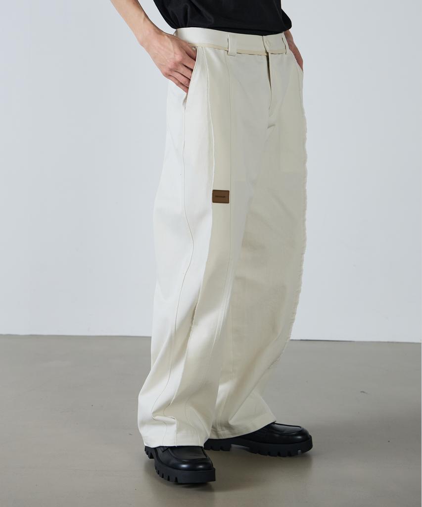 SSIN AND LEE Unfinished Wide Cotton Pants Ivory