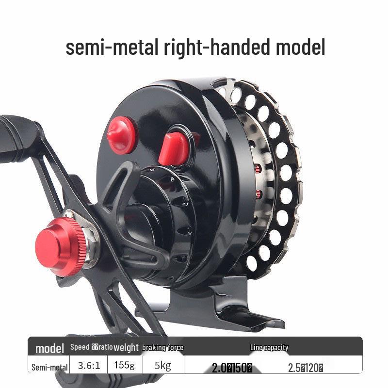 

Катушка для ловли на плотах Haodun Micro Lead – Магнитное замедление одной кнопкой, Идеально подходит для подледной рыбалки и ловли с плотов. Half-metal Raft Wheel Right-hand