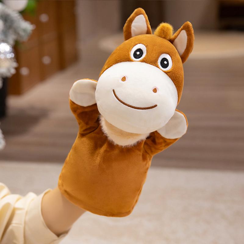 Funny Cute Cartoon Forest Animal Hand Puppet Plush Toys Soft Panda Sheep Kitten Deer Horse Toys Lovely Children Game Props