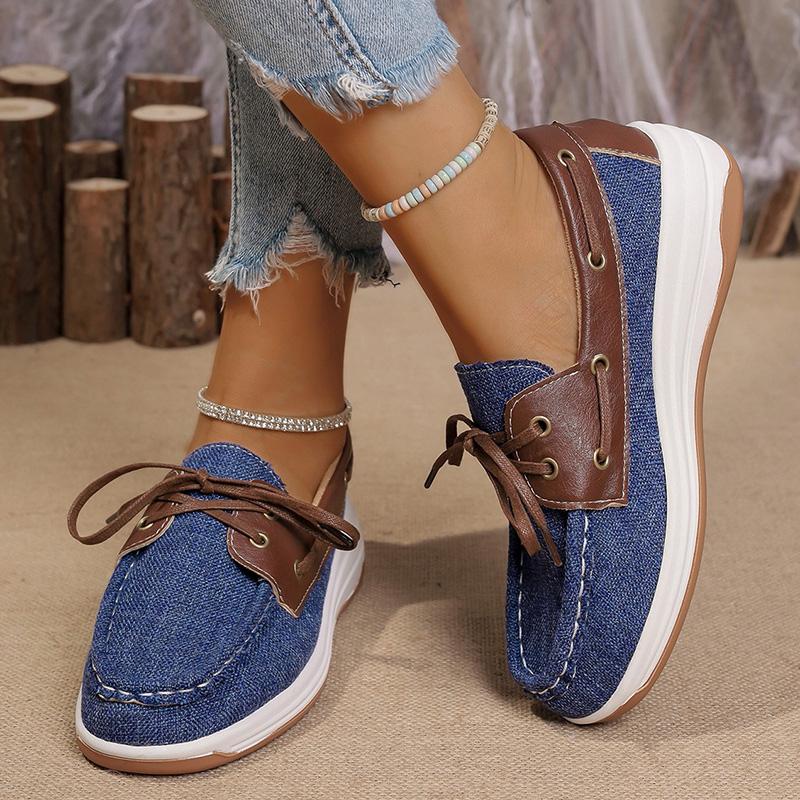 Fashion Women's Vintage Lace Up Platform Loafers Brown PU Leather Casual Shoes Woman Lightweight Comfortable Low Top Sneakers Plus Size