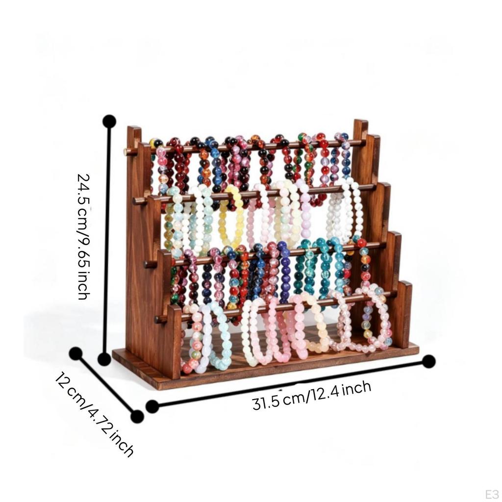 Tiered Accessory Display Stand | Walnut Finish, Jewelry Rack, Sturdy,