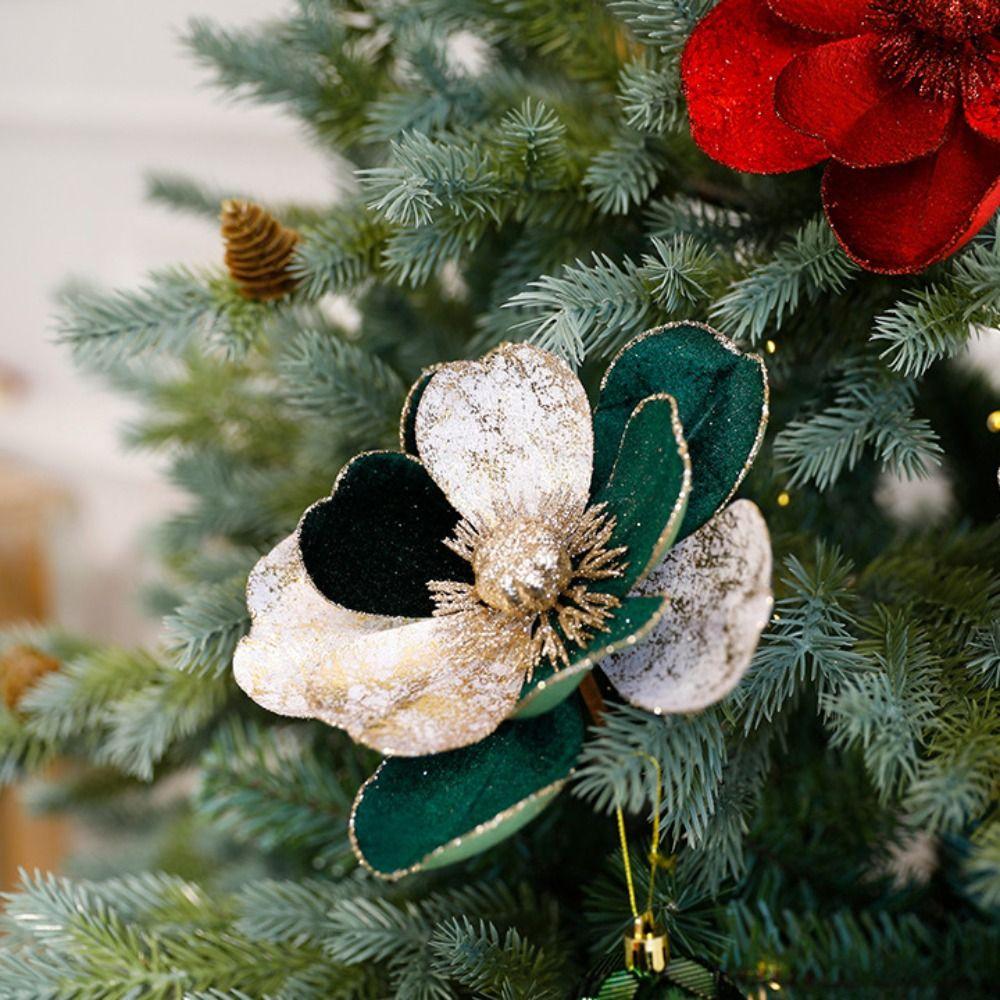 Multi-color Artificial Christmas Flowers Flower Head Xmas Tree Ornaments  Event Layout