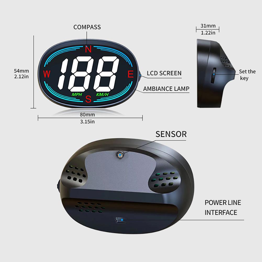 Over-Speed Reminder Speed Real Time Display MPH KM/H Speed Gauge Dual Modes Car Digital Speedometer for Car Trucks Motorcycle