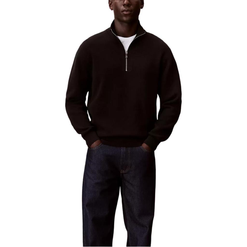 Calvin Klein High Neck Simple Solid Color Breathable Long Sleeve Sweater Men sweater 40EM312-UB1