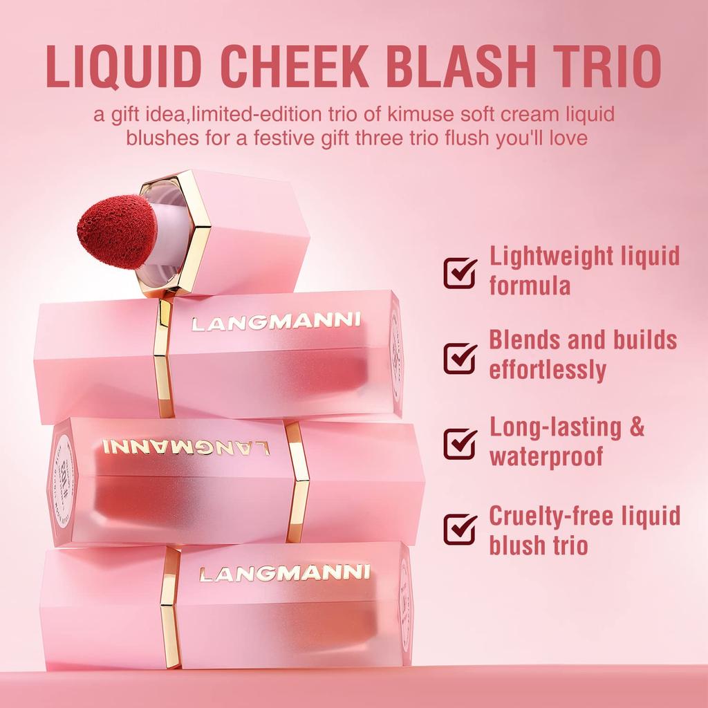 Cheek Gel Cream Liquid Cheek Makeup, Soft, Lightweight, Breathable, Long-Wearing, Smudge-Proof, Natural Look, Skin Tint Cheek Makeup (#Set)