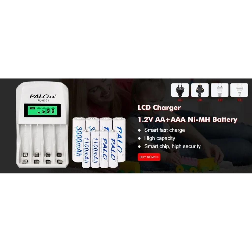 PALO 4Pcs 3000mAh 1.2V AA Rechargeable Batteries+4Pcs 1100mAh 1.2V AAA Battery NI-MH AA AAA Rechargeable Battery for Camera Toy