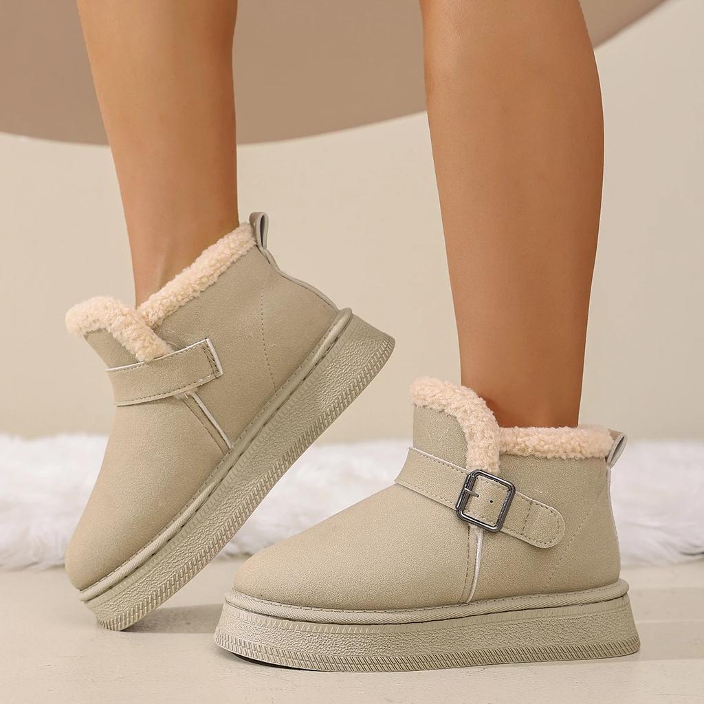 Fashion New Round Toe Shallow Mouth Thick Sole Non-slip Casual Walking Boots Winter Cute Elegant Large-size Snow Boots for Women