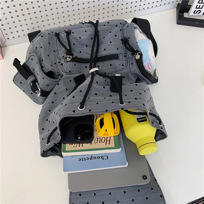 Korean Version of the New Color Matching Polka Dot Backpack Niche Design Student Bag Foreign Versatile Function Wind Travel Backpack