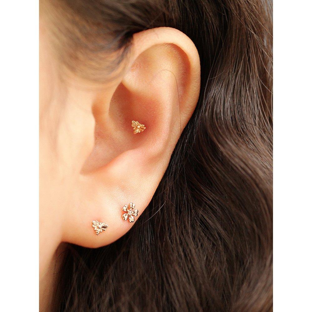 14K Mini Me Bee Piercing Earrings