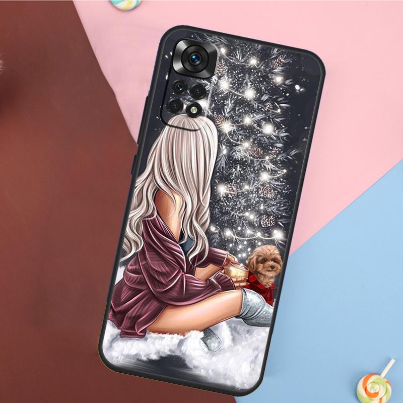 Fashion Girl Merry Christmas Case For Xiaomi Redmi Note 11 Pro 11S 8 9 12 10 Pro 10S 9S Redmi 9 10 12C 9C 10C Back Cover