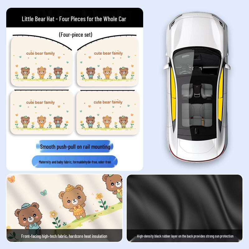 Car Sunshade Track Window Curtain - Interior Sun Protection & Privacy Blackout for Baby Stroller Side Windows