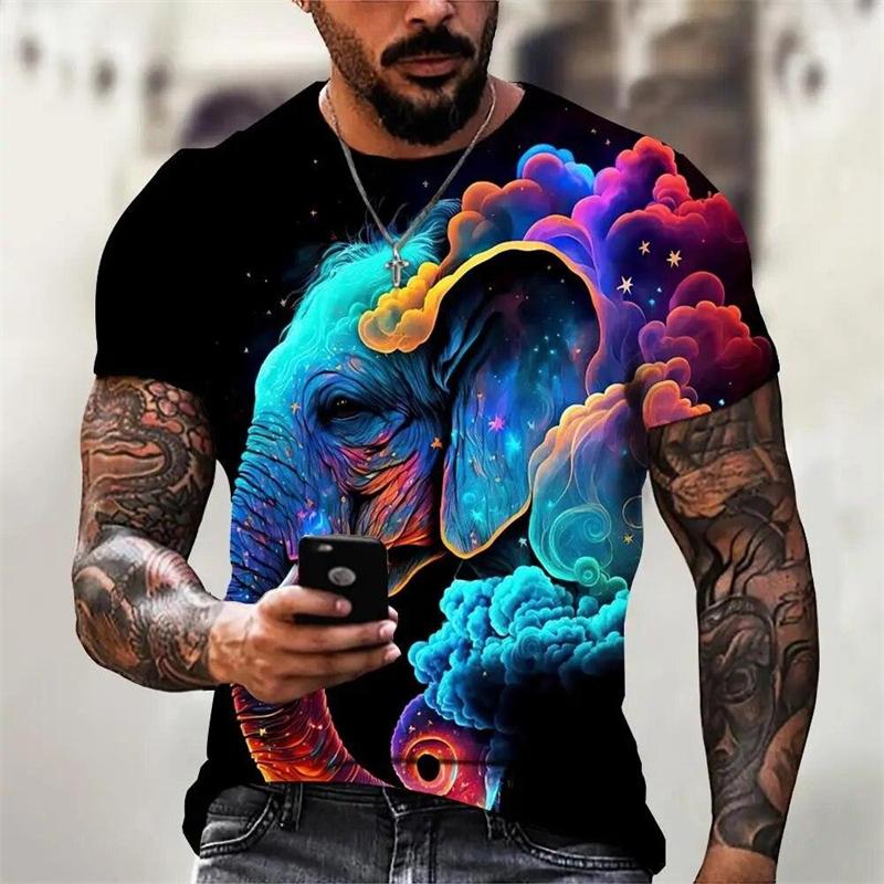Graphic T Shirt Men's 3D Print Color Round Neck T Shirts Unique Personality Streetwear 2026 Fashion Tee Top