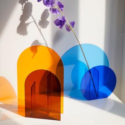 Acrylic Vase 3D Geometry Acrylic Flower Pot Unique Tabletop Decoration Plant Flower Container Home Office Wedding Centerpiece