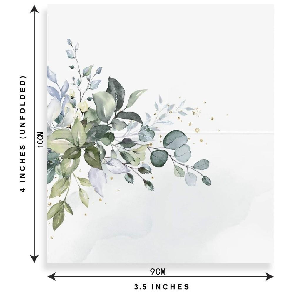 100Pcs Creative Flowers Plants Printed Table Place Cards Fresh Style Blank Wedding Place Cards Seating Place Cards Wedding Decor