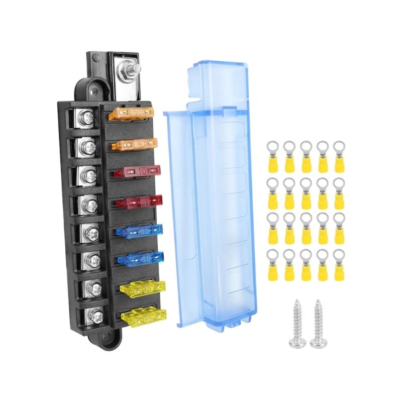 Car Fuses Box Circuit Block with Screw Connections, 4/6/8 Way Multiple Output Positions and Mounting Ears
