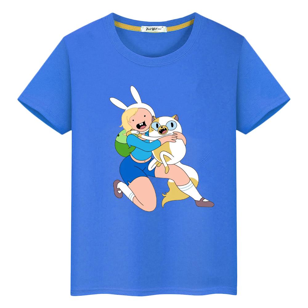 Adventure Time 100%Cotton T Shirt for Kids Boy 10years Pride Tshirt Y2k Anime Short Cute Tops Toddler Girl Clothes Kids Clothes Girls