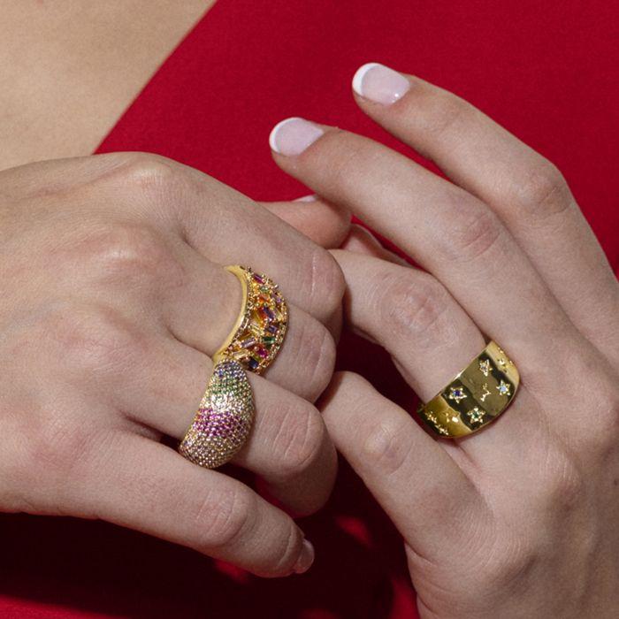 Ring - LUXENTER - Ikahi - Multicolored Zirconia - 18-karat Yellow Gold - Woman