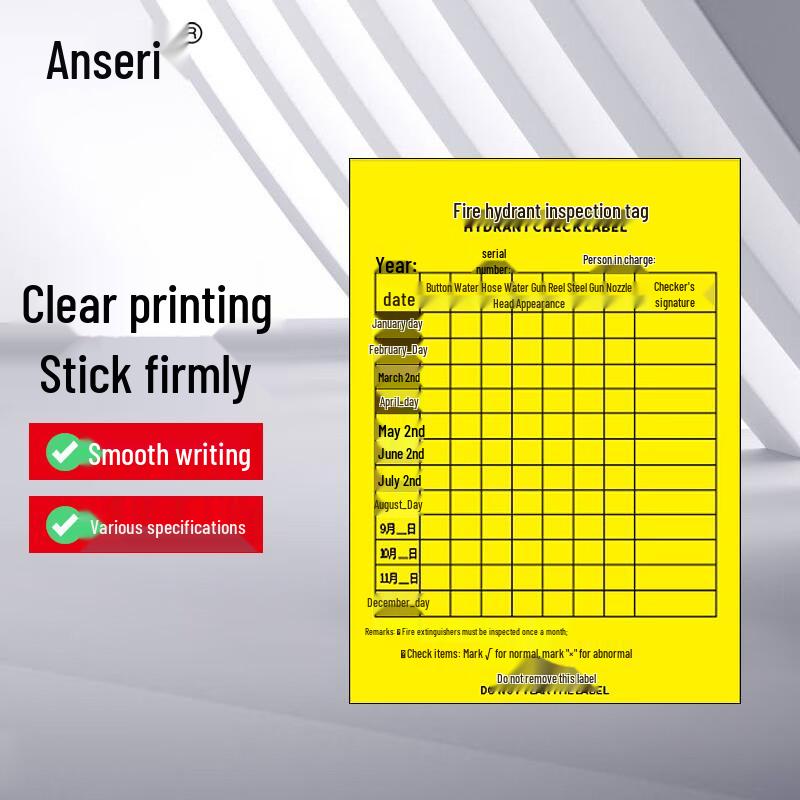 Fire Hydrant Inspection Tags 10x14cm, 100 Sheets