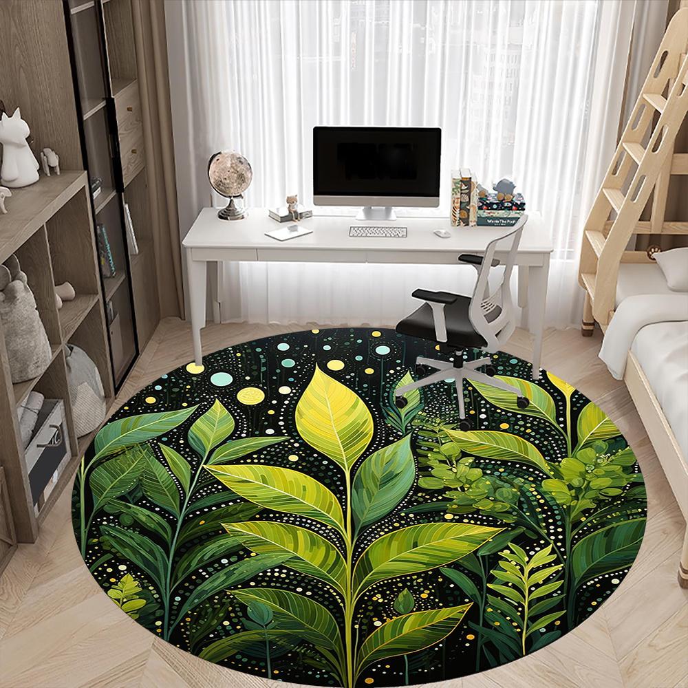1pc Nature Plants Office Round Area Rug, Indoor Mat Suitable ForOffice, Under Office Chairs Bedroom Living Room Home Decor, Room Decot060