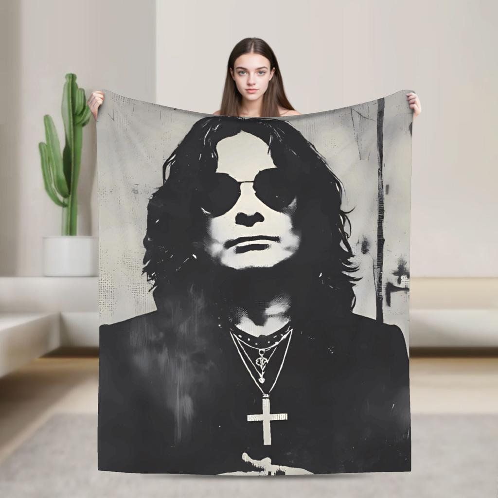 Ozzy RIP Ozzy Osbourne Koc w stylu vintage Koc podróżny do biura Koc flanelowy na zewnątrz Ciepły Miękki Wysokiej jakości Pled Prezent