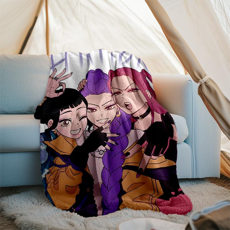 1pc KPop8 Theme Blanket - Digital Print, Polyester, Cozy for All Seasons, Perfect for Outdoor, Camping, and Travel