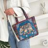 Ethnic Style Handbag Trendy Animal Embroidery Handbag Canvas Women Shoulder Bags Women Grocery Storage Pouch