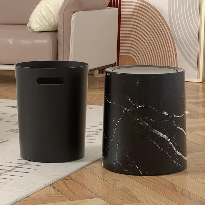 Lixeira Nórdica de Mármore, Lixeira com Tampa e Balde Interno, Lixeira para Banheiro, Escritório, Cesto de Papel para Quarto, 9 L, 14L