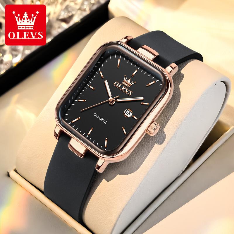 OLEVS Women Watch Fashion Simple Square Quartz Watch Classic Automatic Date Women's Elegant Bracelet Dress Luxury Watch