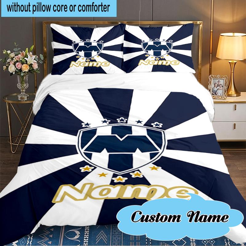 Custom Name Galactic Monterrey Crest Bedding Set 3pcs, Bedding Set Including 1pc Duvet Cover And 2pcs Pillowcases for Bedroom, Dormitory Gift