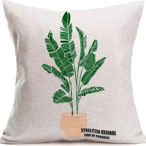 Popular Green Plant Linen Pillowcase Modern Simple Home Sofa Living Room Pillow Cushion