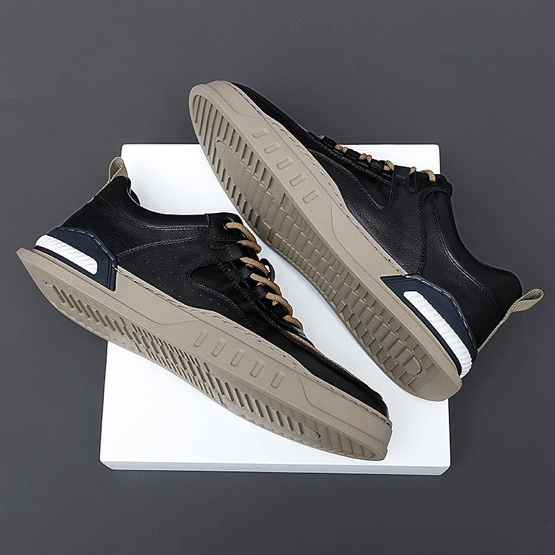Men Genuine Leather Casual Shoes Lace Up Black Whote Leisure Sneakers Shoes Zapatos Mujer Men's Male Tennis Sneakers Shoes