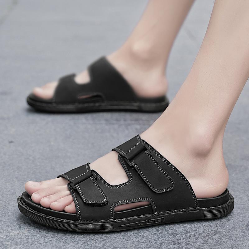 Fashion CYYTL Mens Slippers Summer Casual Shoes Beach Sandals Outdoor Slides Leather Walking Comfort Luxury Designer Fashion Lightweight