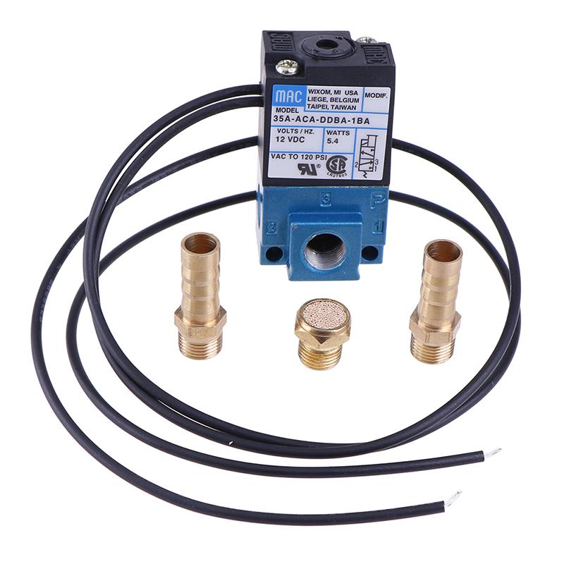 1Sada solenoidového ventilu Mac 1/8'' 35A-Aca-Ddba-1Ba s mosazným tlumičem Dc12V