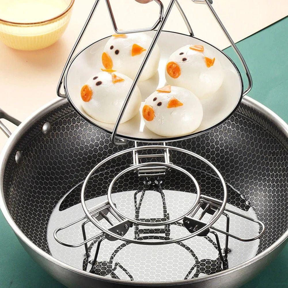 Saving Space Stainless Steel Steamer Foldable Food Steaming Holder Telescopic Steaming Rack  Baking