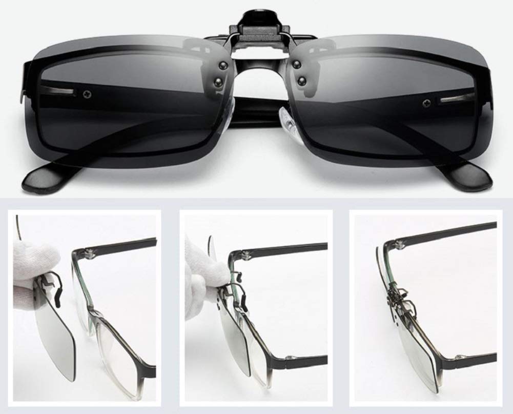 GetOn Sunglasses with Polarized Photochromic UV and Wearable Over Glasses for Driving Clip-On Flip-Up Lenses, Anti-Glare, Protection,