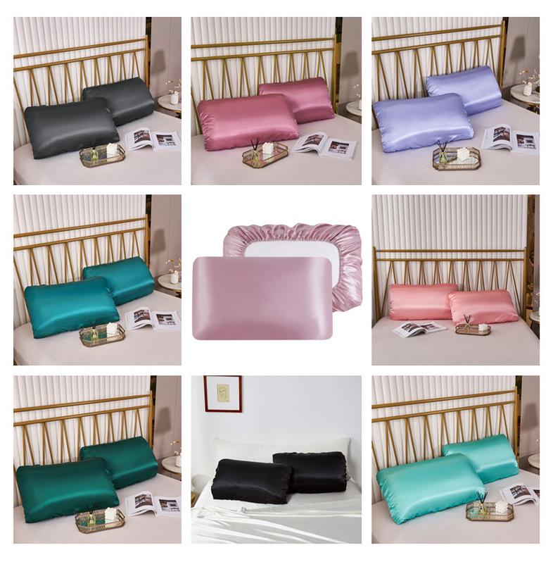 Imitation Silk Elastic Band Satin Pillowcase - Multi-color Options Available
