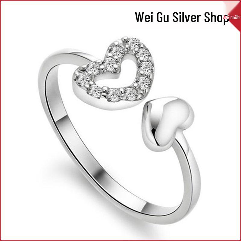 Double Heart Open Ring: Fashionable Heart-Shaped Love Jewelry One Size белого золота