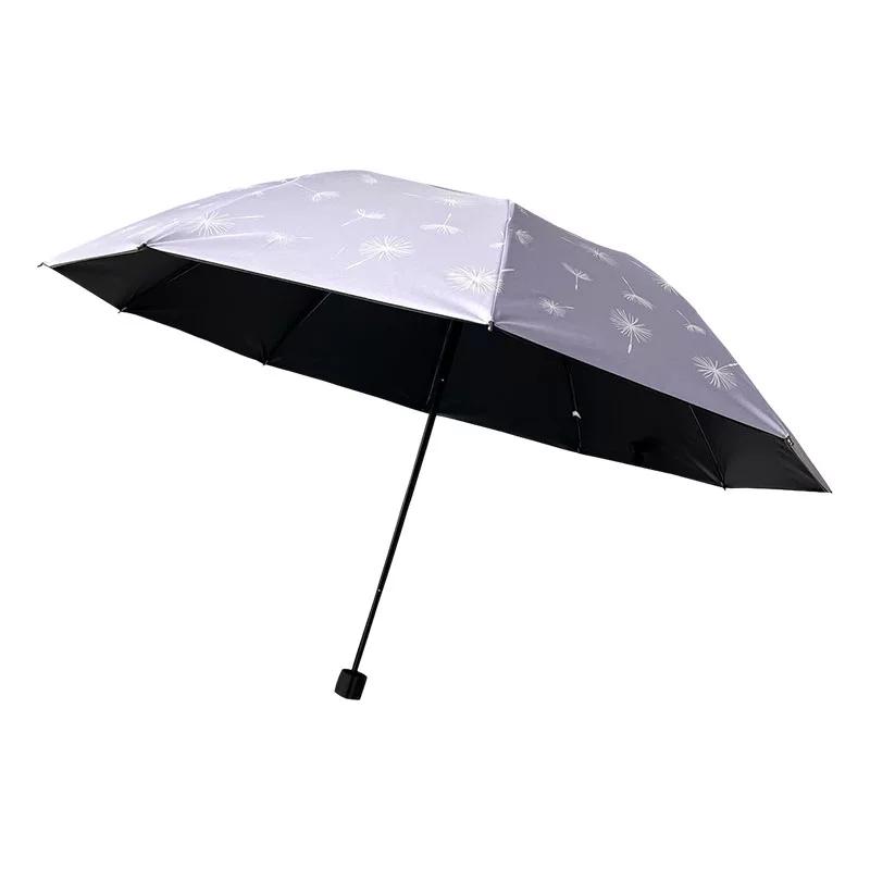 Ten-Bone Large Double Umbrella Small Fresh Sun Umbrella Vinyl Sun Protective Sun Shade Rain Dual-Use Triple Folding Umbrella Female Manual