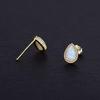 14K Gold-Plated Sterling Silver Opal Stud Earrings - Elegant & Versatile Design for Women