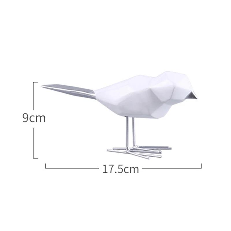 Resin Cute Bird Figurine European Ornaments Geometric Origami Animal Statue Home Office Bird Sculpture Abstract Home Decor