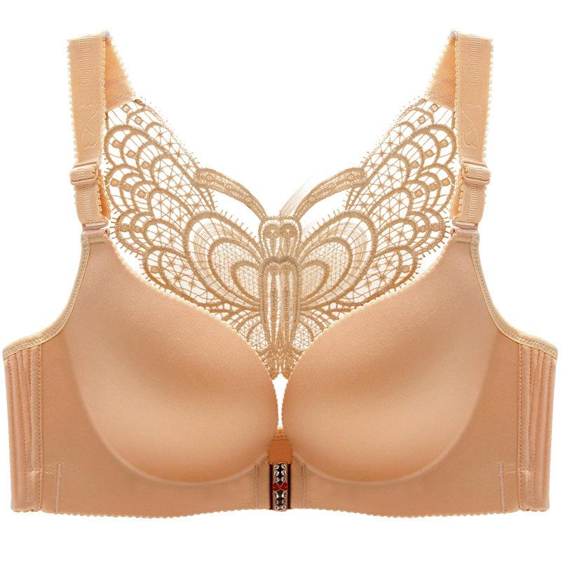 Front Buckle Plus Size Bra Fat MM Large Cup Seamless Gathered Adjustable Butterfly Beauty Backlit Sexy Underwear