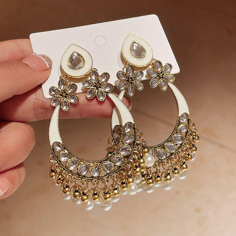 Pendientes de Gancho Piercing Borla Gota de Agua Borla de Cuentas Pendientes de Borla Exagerados Hipster